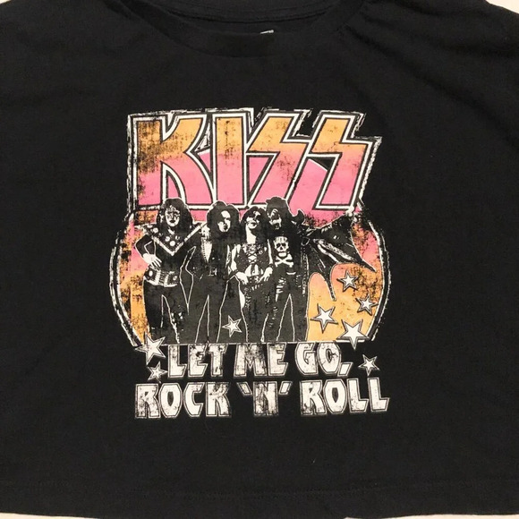 Kiss Band Tee Crop Top Womens Size Small Let me Go  Rock N Roll - Picture 2 of 15